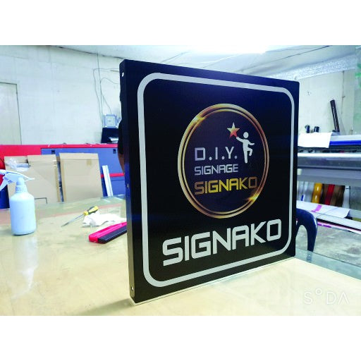 Super Durable Black White Steel Signage Double Face DIY Décor Shop Outdoor Logo Sign Display Office