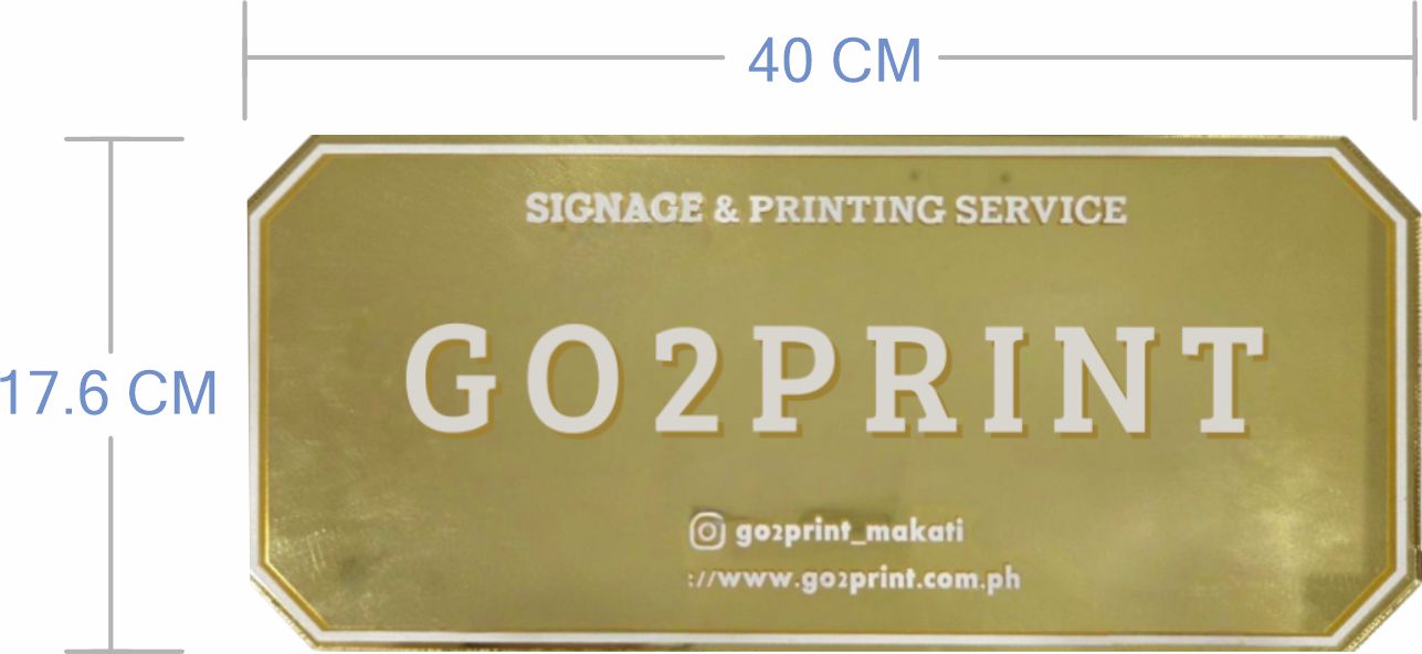 Office Signage) #5 Mirror Gold Acrylic w/UV Direct Print & Foamboard/Company Signage Door Display