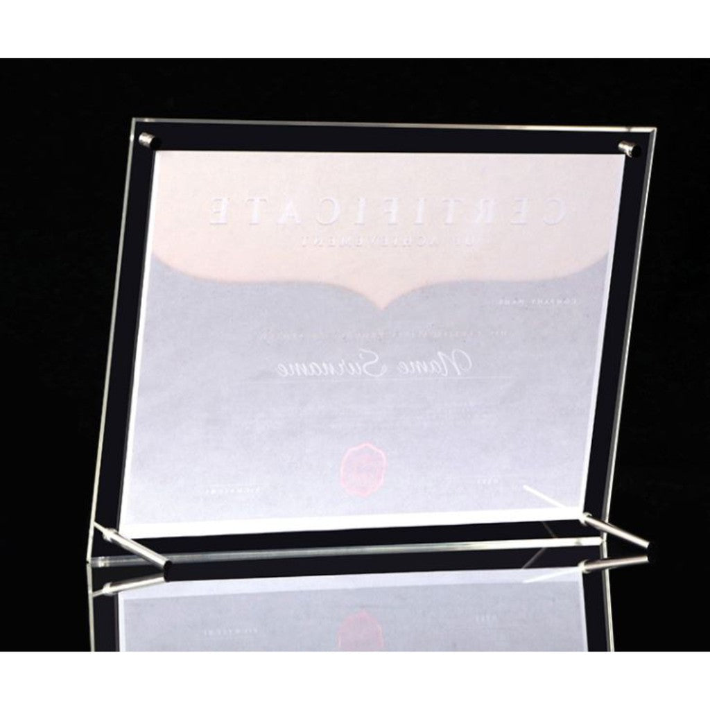 Acrylic Photo Frame With Silver Pin / Promo Menu Holder Picture Stand Decoration for Christmas Gift