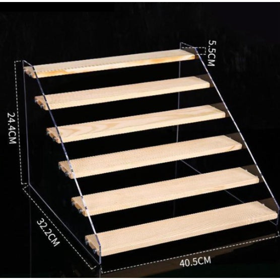 2-7 tier Acrylic Wooden Display Rack / Riser Wood Figure Stand Perfume Condiments Spice Organizer Ca