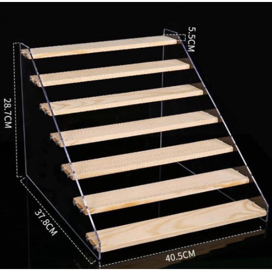 2-7 tier Acrylic Wooden Display Rack / Riser Wood Figure Stand Perfume Condiments Spice Organizer Ca