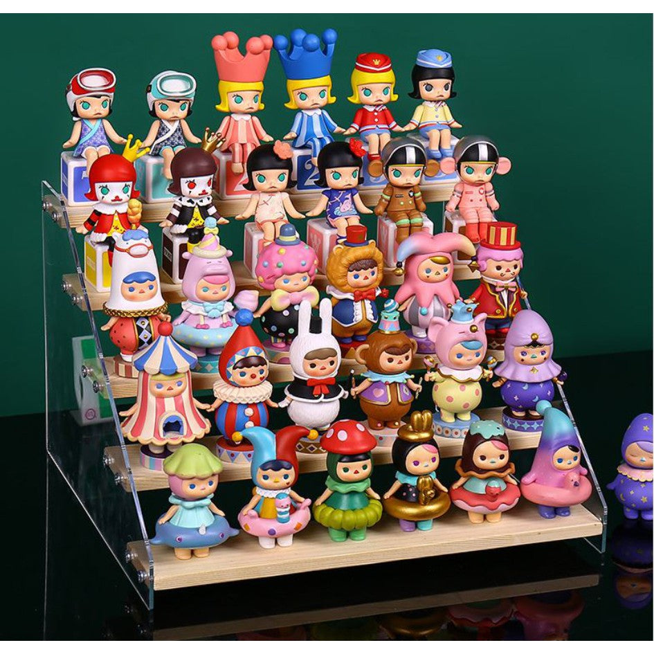 2-7 tier Acrylic Wooden Display Rack / Riser Wood Figure Stand Perfume Condiments Spice Organizer Ca