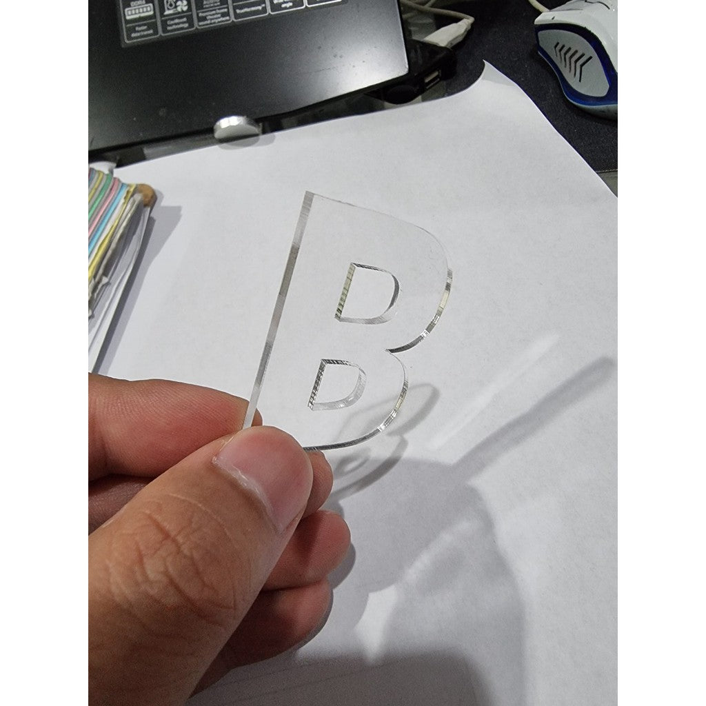 (11/12/13" H) Acrylic Letter Laser Cut / Alphabet Number Clear Transparent Black White Color Signage