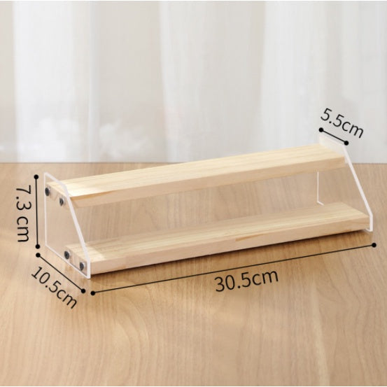 2-7 tier Acrylic Wooden Display Rack / Riser Wood Figure Stand Perfume Condiments Spice Organizer Ca