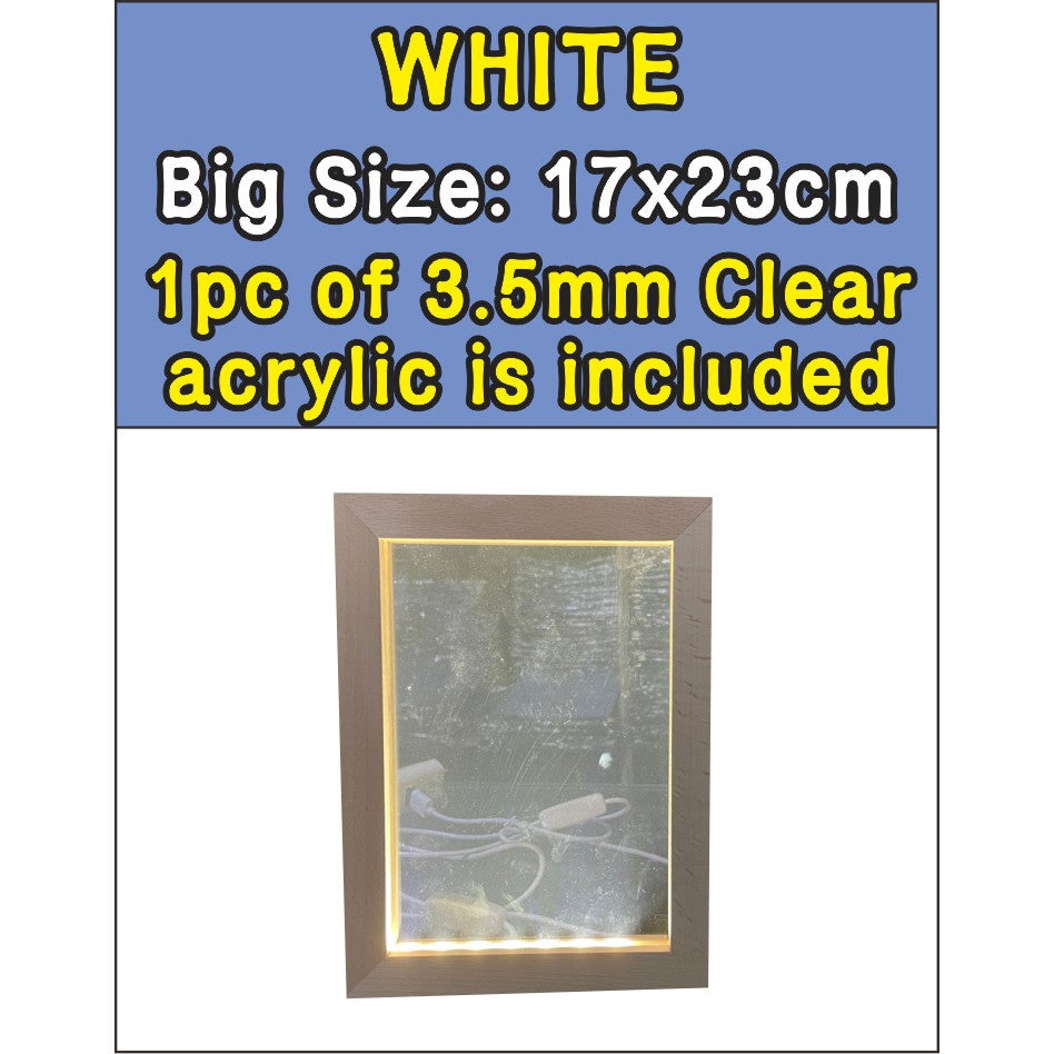 Wooden Led Light Acrylic Frame / White Warm RGB Night Lamp Wood Decor Stand DIY Paint Christmas Gift
