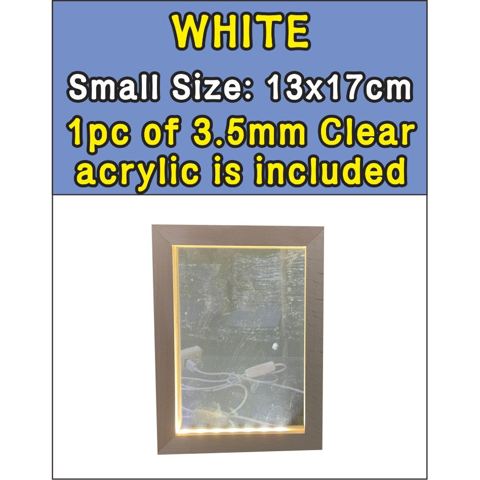 Wooden Led Light Acrylic Frame / White Warm RGB Night Lamp Wood Decor Stand DIY Paint Christmas Gift