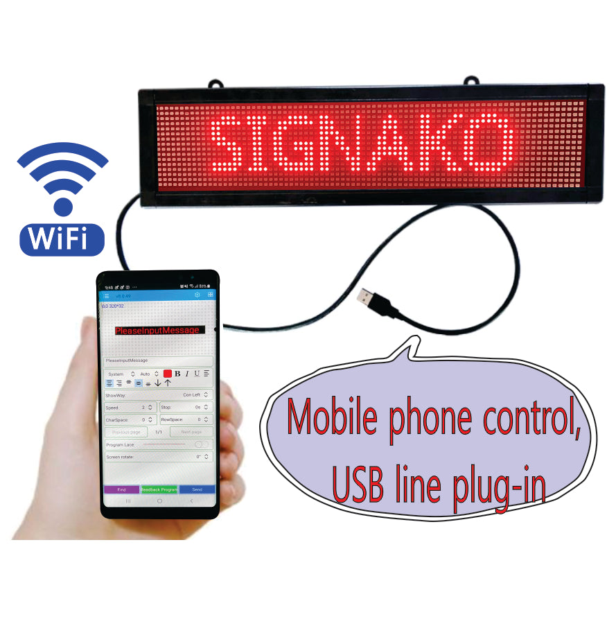 LED Digital Programmable Signage Red Color Message / Display Screen Store Office Bus Sign Signboard