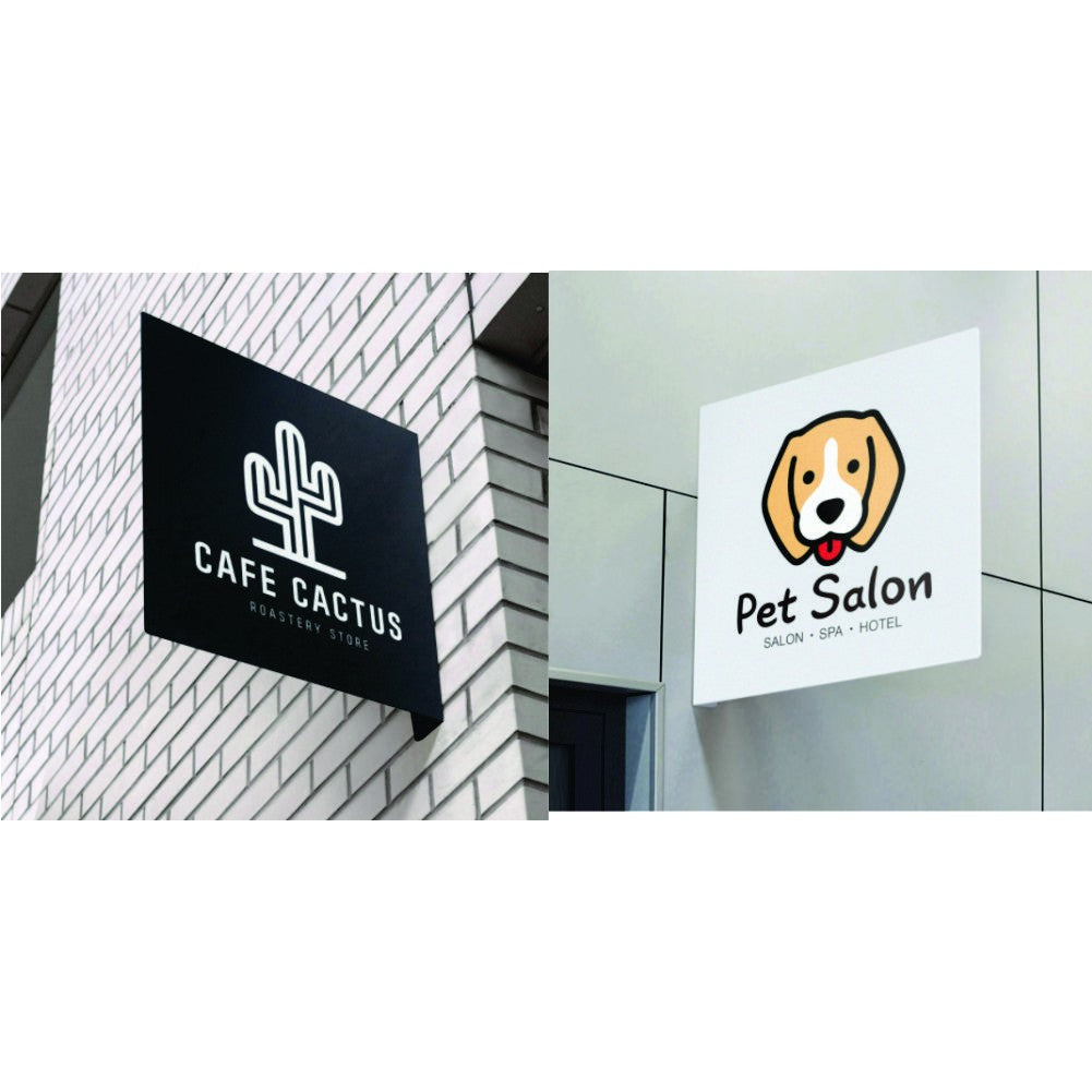 Super Durable Black White Steel Signage Double Face DIY Décor Shop Outdoor Logo Sign Display Office