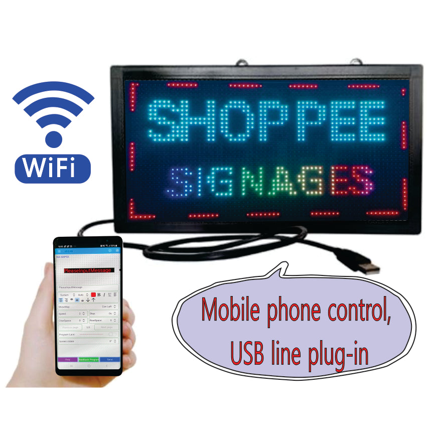 LED Digital Programmable Signage RGB Full Color / Display Screen Store Office Bus Sign Signboard Ad