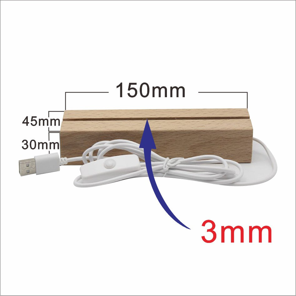 Wooden Led Light Base Stand / White Warm RGB Night Lamp Home Decor Acrylic Christmas Gift Giveaways