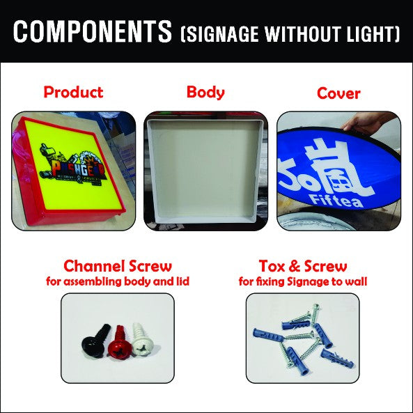 60cm(2FT) Durable Circle Square Single Face Signage Sign Decor LED Outdoor Logo DIY Restaurant Shop