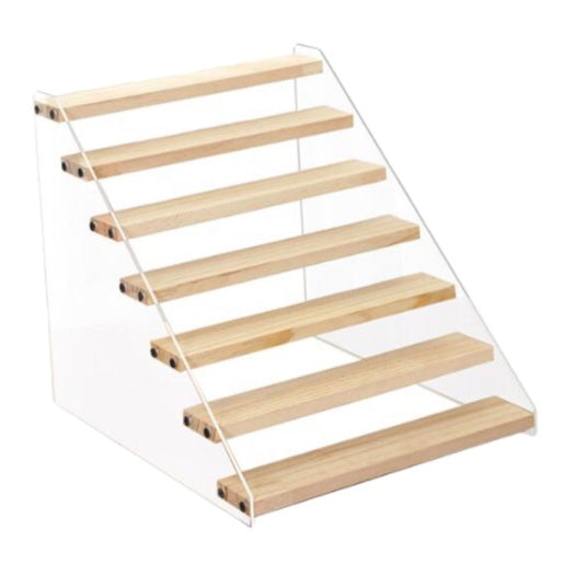 2-7 tier Acrylic Wooden Display Rack / Riser Wood Figure Stand Perfume Condiments Spice Organizer Ca