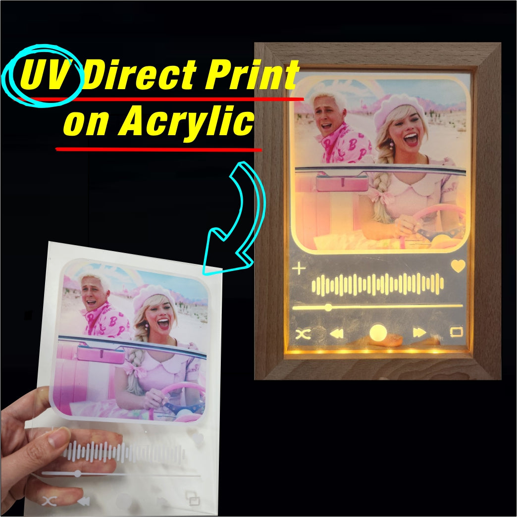 Customized Acrylic LED Lamp Wooden Frame / Personalized Picture Photo Portrait Landscape Event Gift