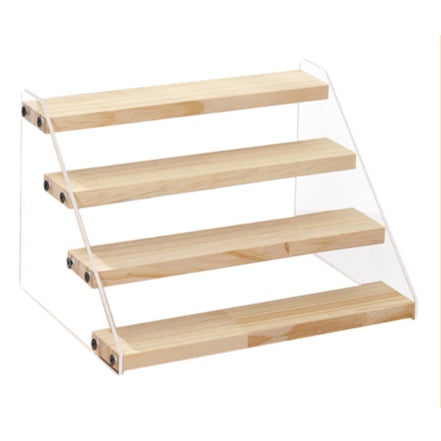 2-7 tier Acrylic Wooden Display Rack / Riser Wood Figure Stand Perfume Condiments Spice Organizer Ca