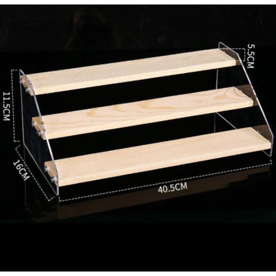 2-7 tier Acrylic Wooden Display Rack / Riser Wood Figure Stand Perfume Condiments Spice Organizer Ca