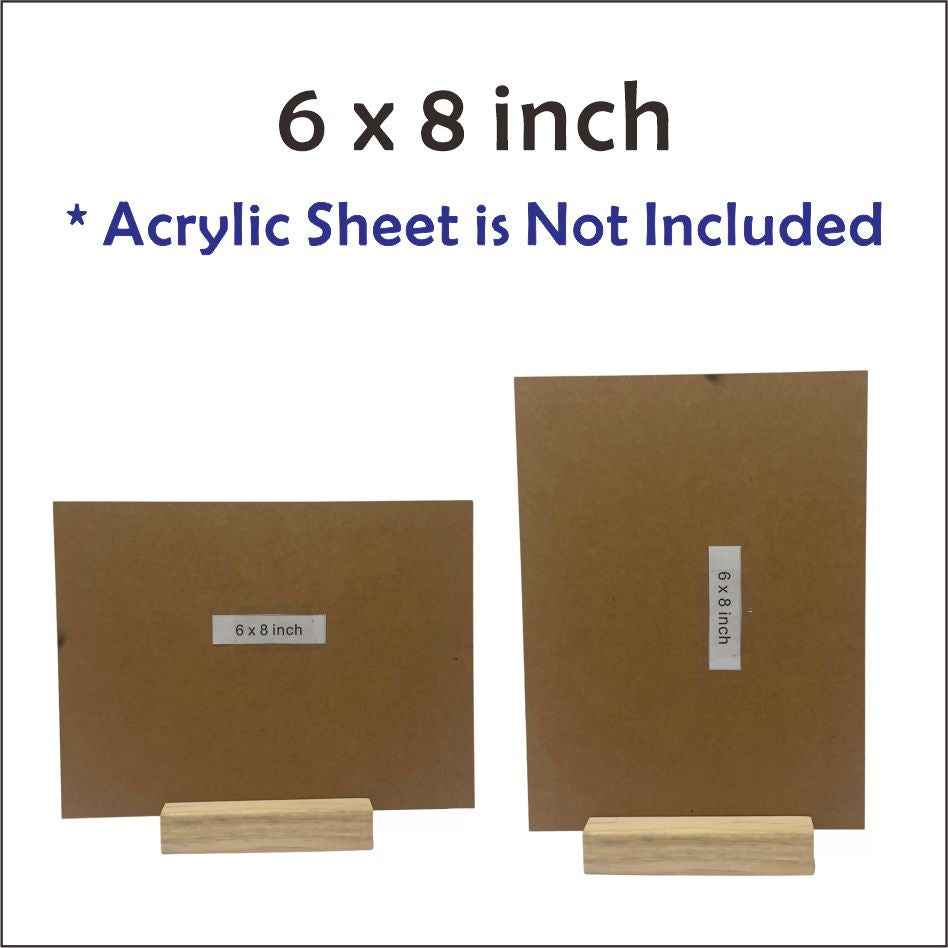 Wooden Base Stand / 2mm Clear Acrylic Wood Decor Standee Gift Office Logo Painting Family Home