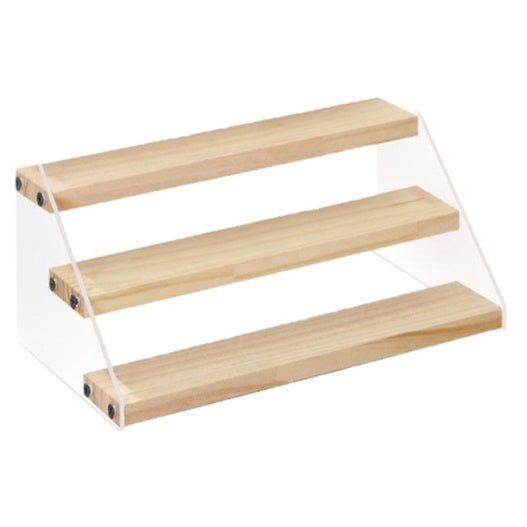 2-7 tier Acrylic Wooden Display Rack / Riser Wood Figure Stand Perfume Condiments Spice Organizer Ca