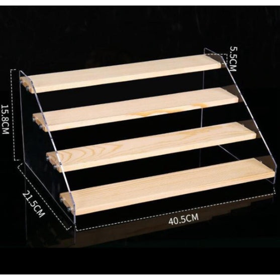 2-7 tier Acrylic Wooden Display Rack / Riser Wood Figure Stand Perfume Condiments Spice Organizer Ca