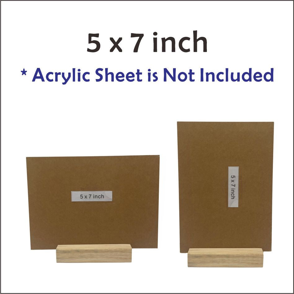 Wooden Base Stand / 2mm Clear Acrylic Wood Decor Standee Gift Office Logo Painting Family Home