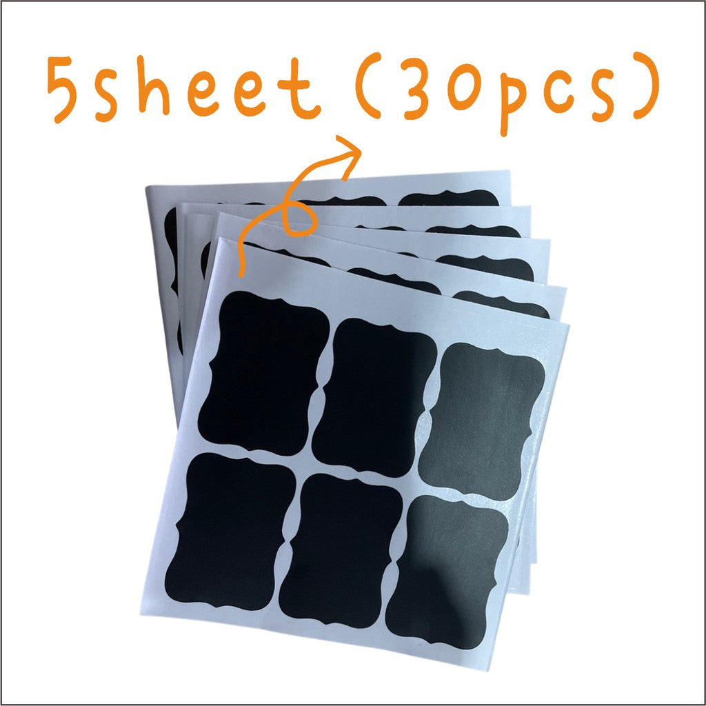 30pcs Blackboard Sticker / White Pen / Reusable Label Name Kitchen Cafe Restaurant Bar Bottle Decor