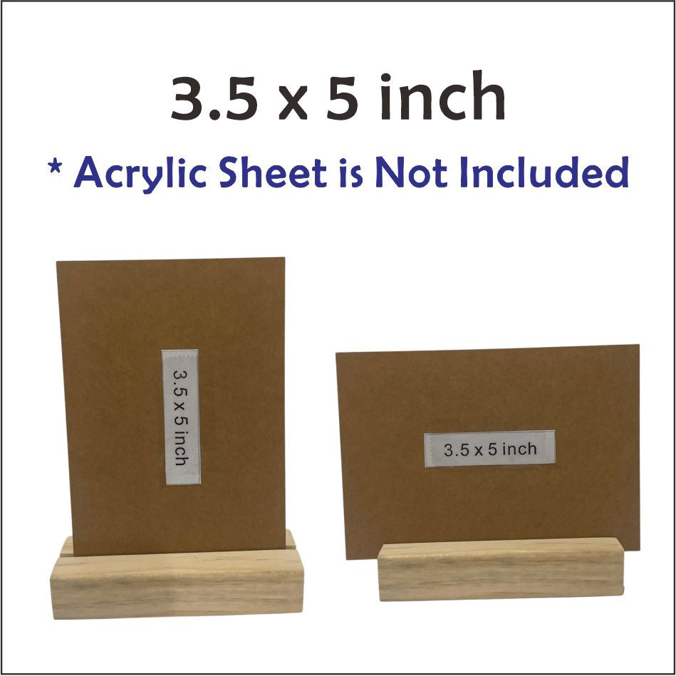 Wooden Base Stand / 2mm Clear Acrylic Wood Decor Standee Gift Office Logo Painting Family Home