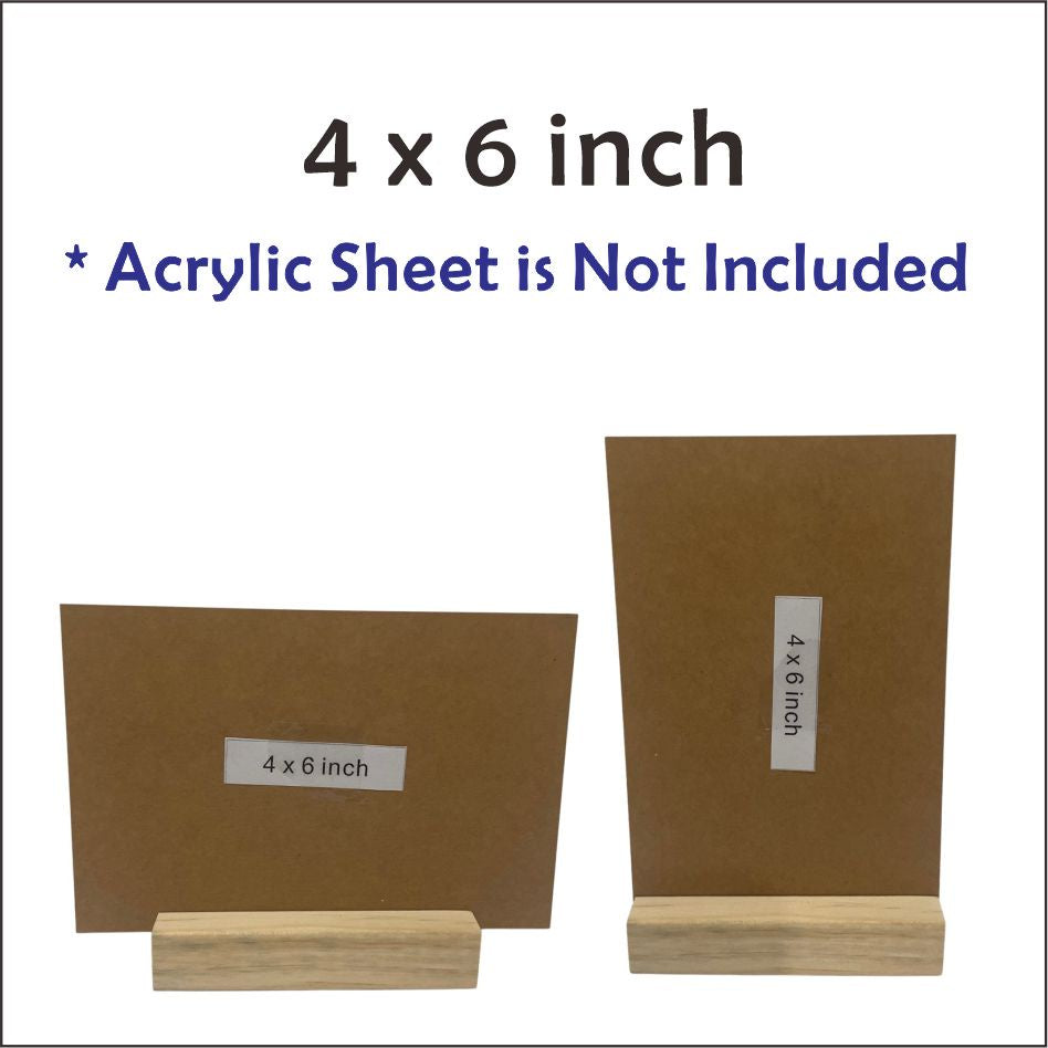 Wooden Base Stand / 2mm Clear Acrylic Wood Decor Standee Gift Office Logo Painting Family Home