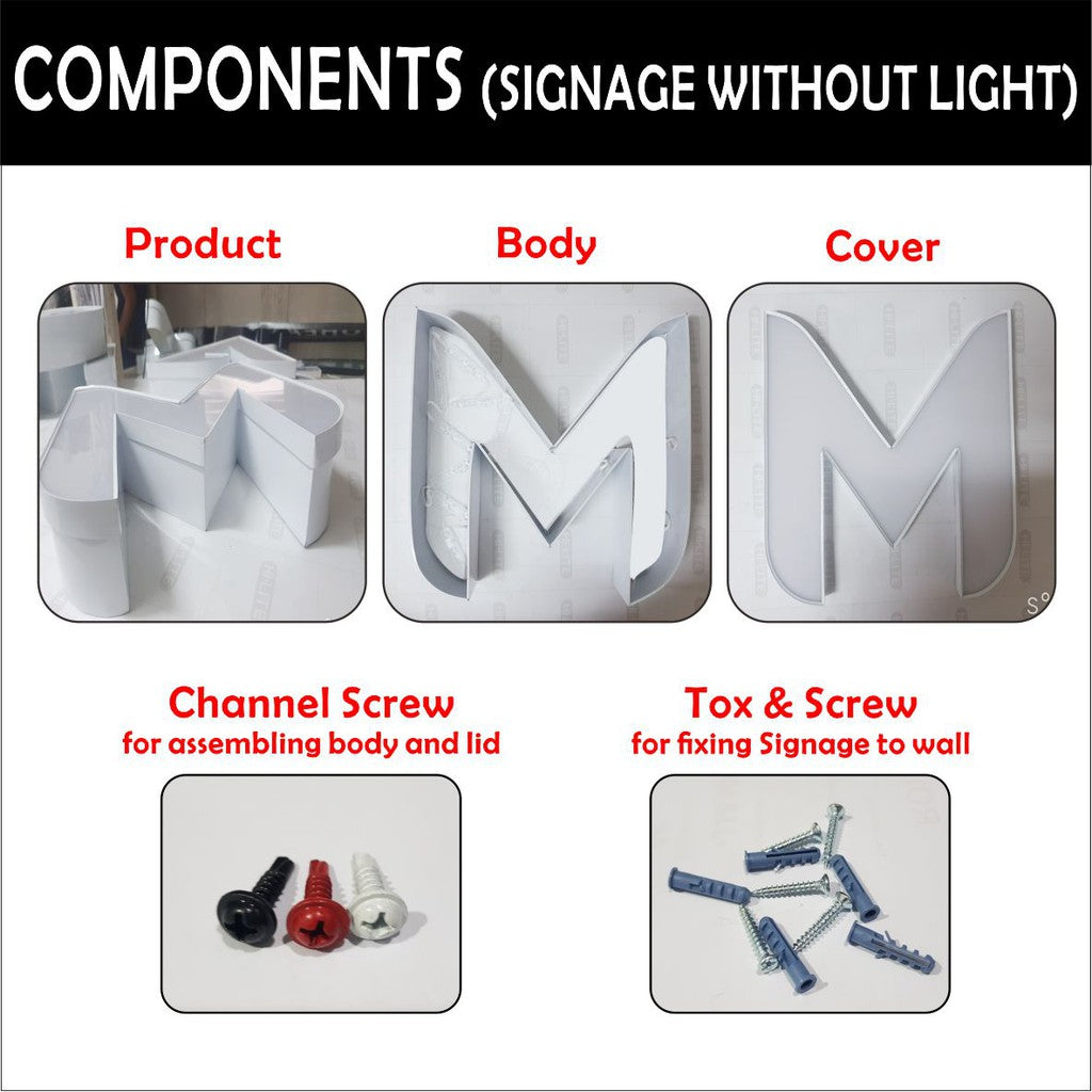 Customized Aluminum Letter Signage / LED Light Sign Acrylic DIY Signboard Korean Panaflex Stainless
