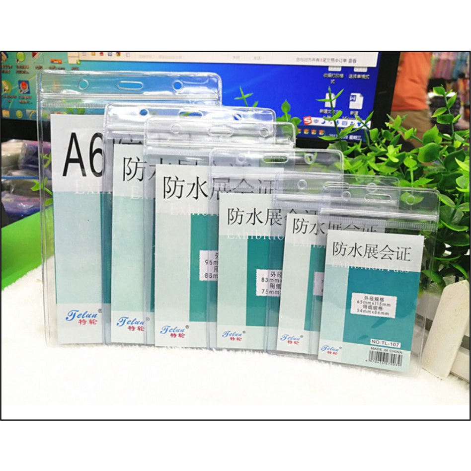 (5pcs) Ziplock Transparent ID Case & Lanyard Holder 1 / Student Company Card Paper Photo Plastic