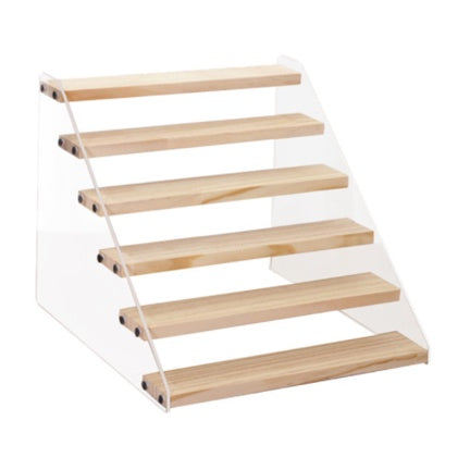 2-7 tier Acrylic Wooden Display Rack / Riser Wood Figure Stand Perfume Condiments Spice Organizer Ca