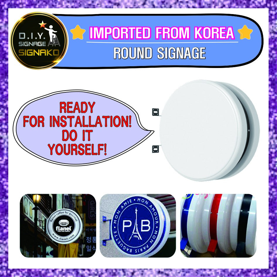 High Quality 60cm Round Double Face Signage Sign DIY Display Outdoor Decor Restaurant Shop Light Box