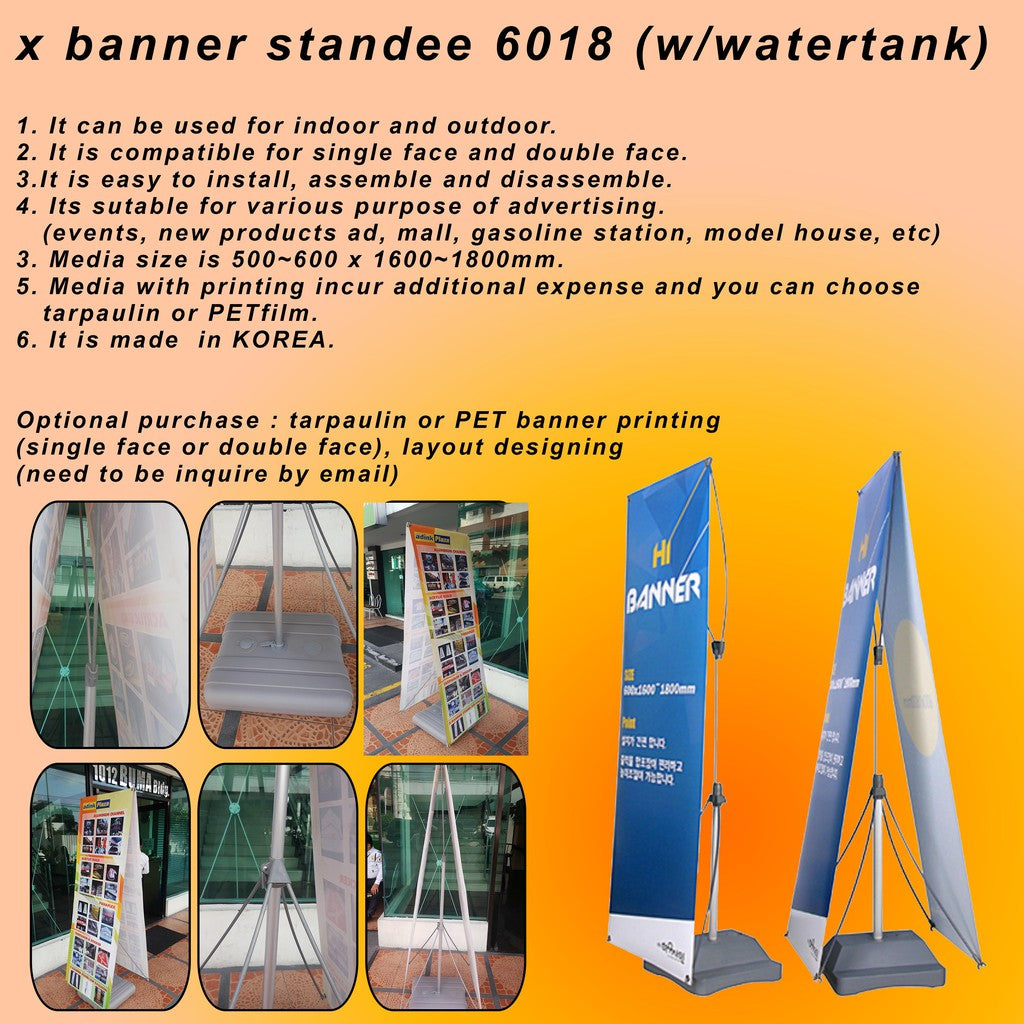 High Quality X Banner Stand Outdoor Adjustable Ft Standee Tarp Stand Tarpaulin Stand Heavy Duty Tank