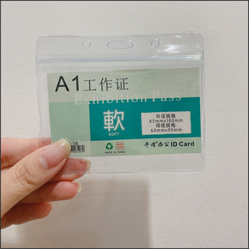 (5pcs) Ziplock Transparent ID Case & Lanyard Holder 1 / Student Company Card Paper Photo Plastic