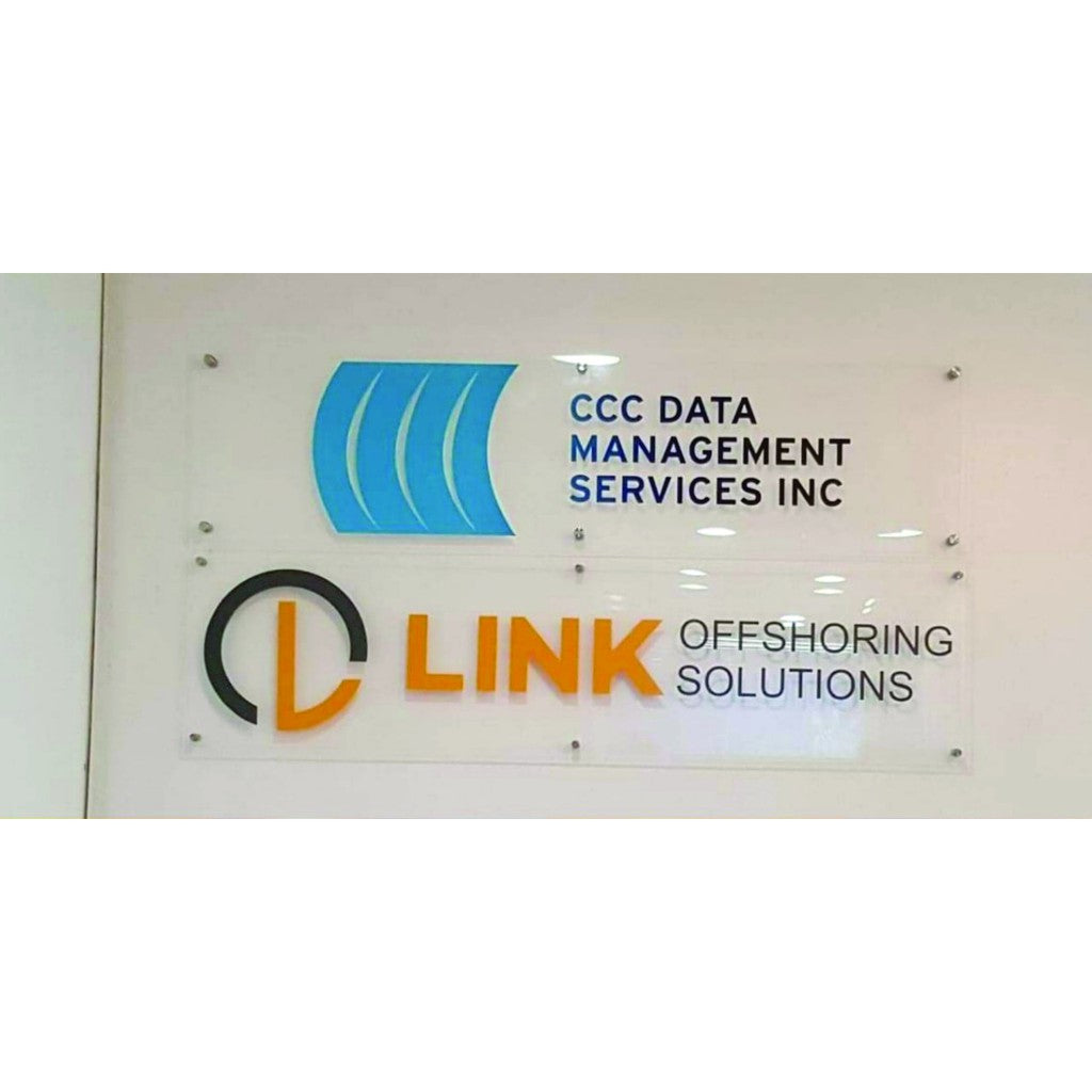 Acrylic Signage Clear Sticker Printing / Office Logo Sign Store Restaurant Decor Plastic Plexiglass
