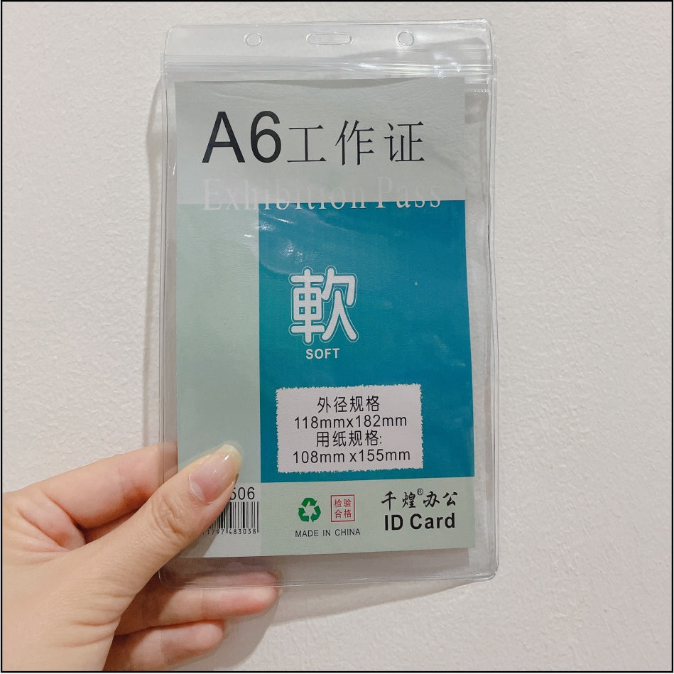 (5pcs) Ziplock Transparent ID Case & Lanyard Holder 1 / Student Company Card Paper Photo Plastic