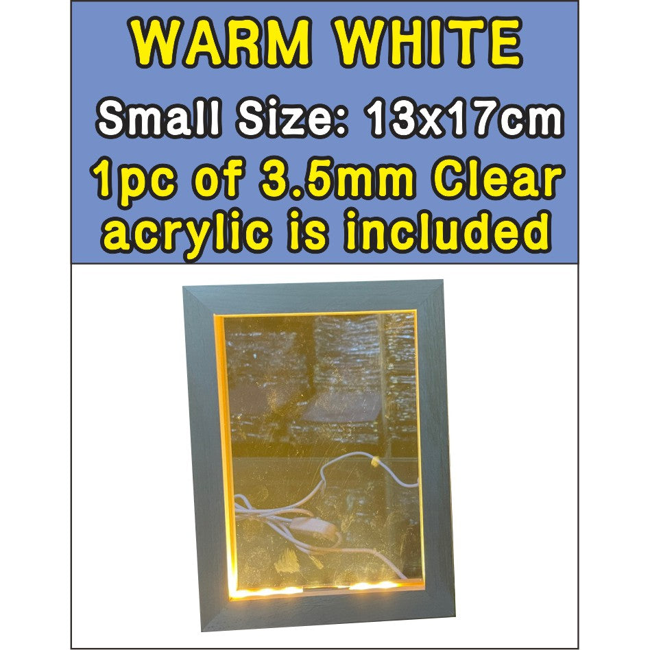 Wooden Led Light Acrylic Frame / White Warm RGB Night Lamp Wood Decor Stand DIY Paint Christmas Gift