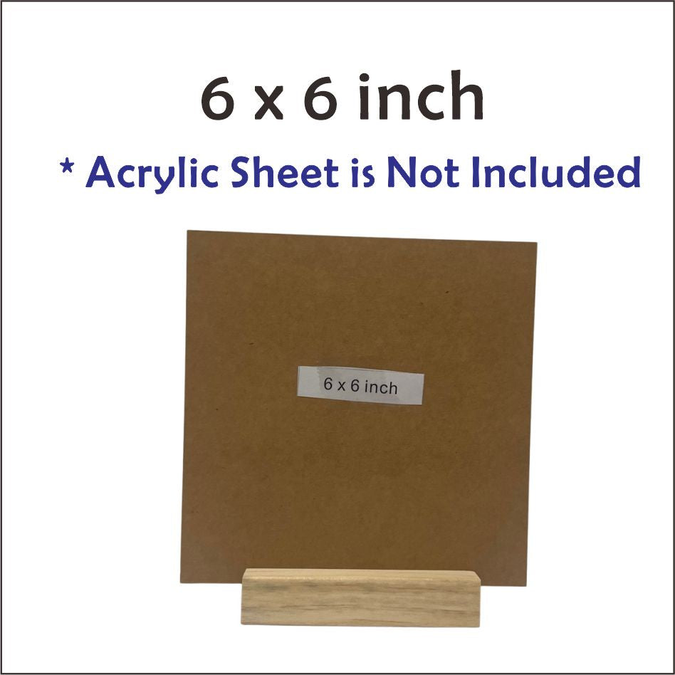 Wooden Base Stand / 2mm Clear Acrylic Wood Decor Standee Gift Office Logo Painting Family Home