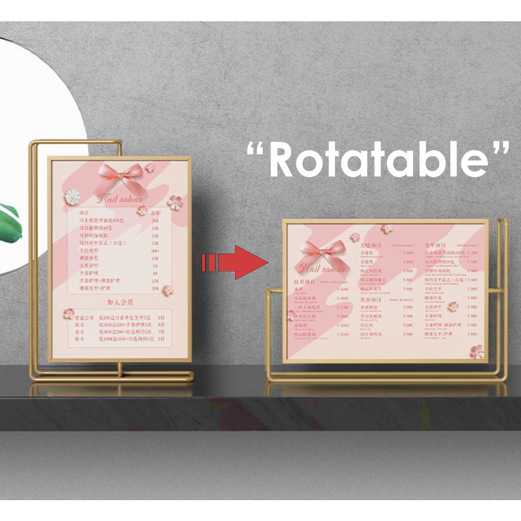 Rotatable Metal Photo Frame / Menu Counter Table Stand Wedding Poster Picture Promo Display Kpop