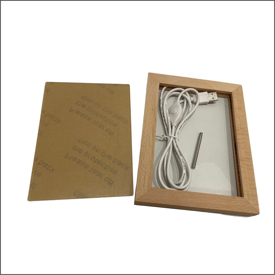 Customized Acrylic LED Lamp Wooden Frame / Personalized Picture Photo Portrait Landscape Event Gift