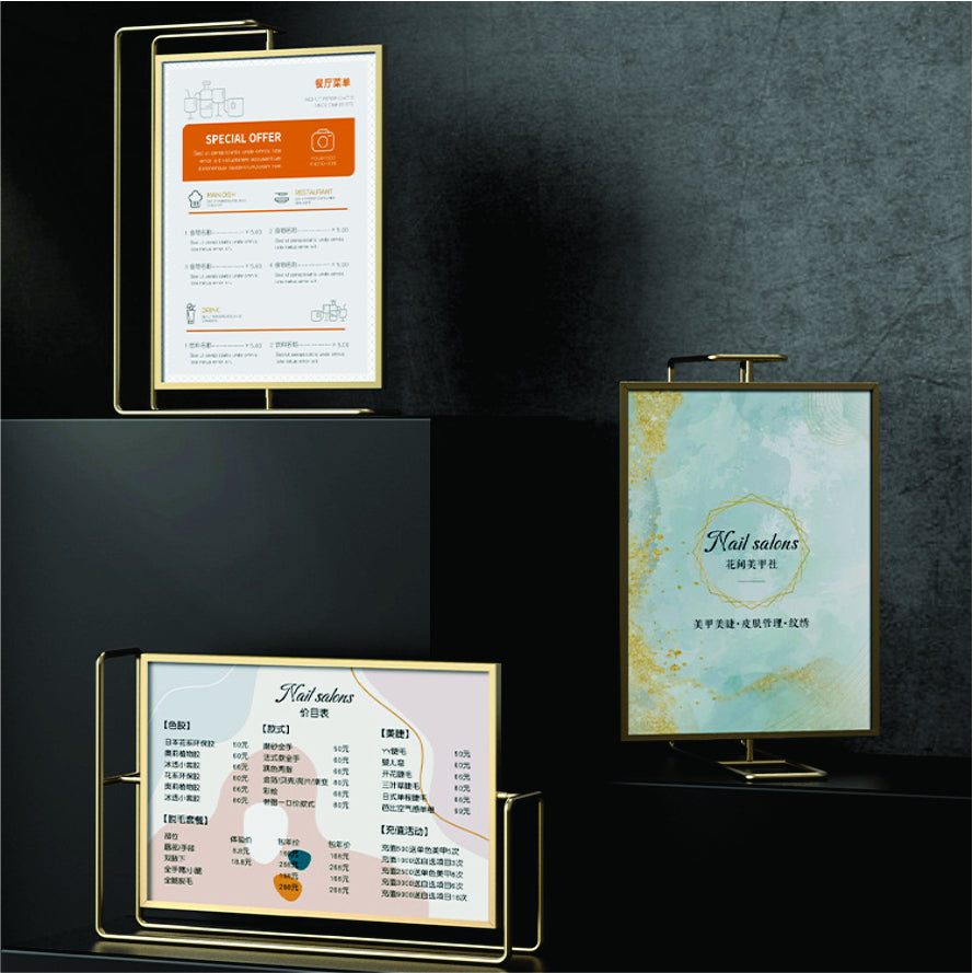 Rotatable Metal Photo Frame / Menu Counter Table Stand Wedding Poster Picture Promo Display Kpop