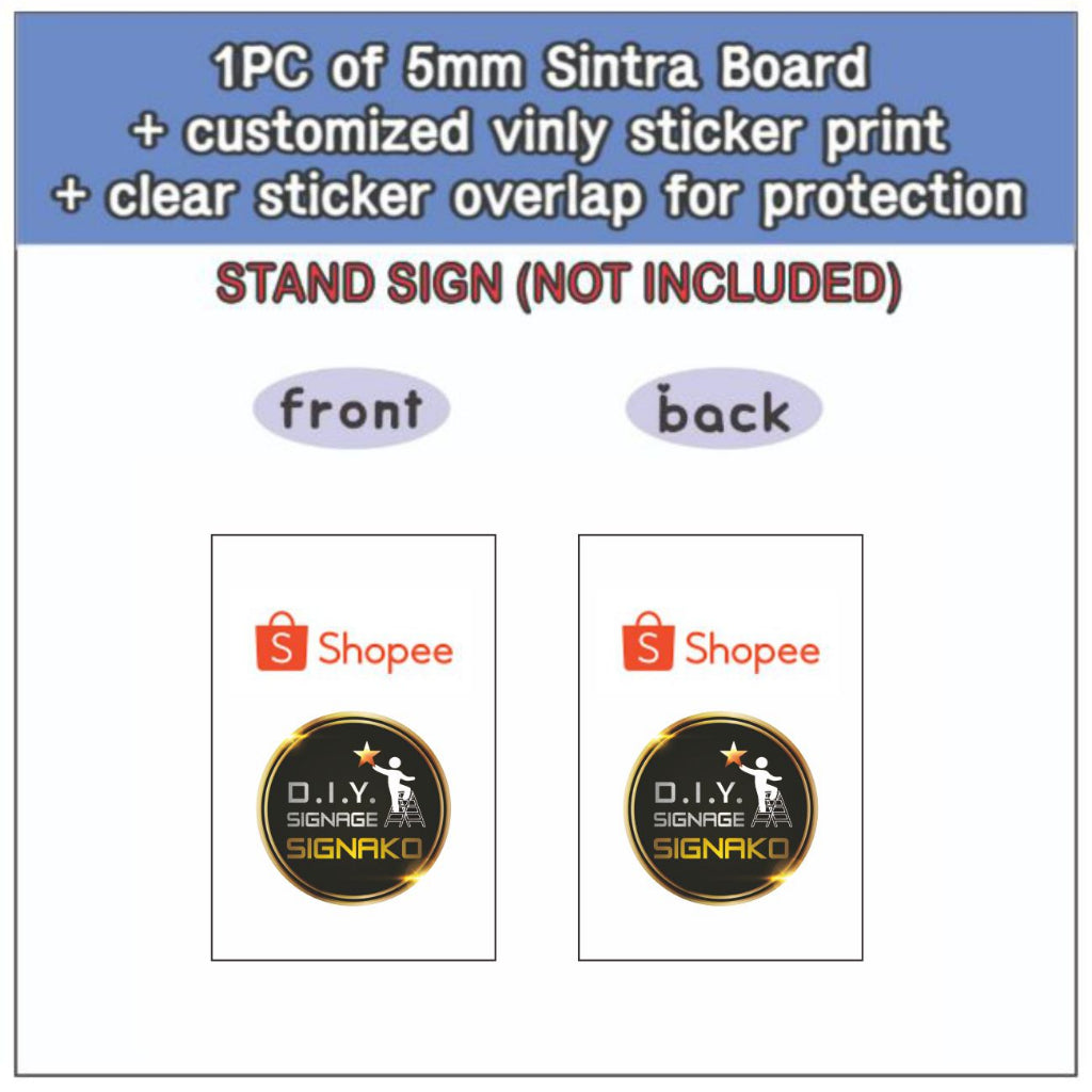 Double Sided Stand Signage / Floor Sign Sintra Board Menu Printing Standee Restaurant Cafe Shop Bar
