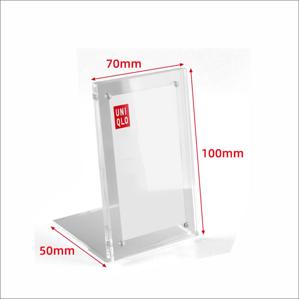 Strong Magnetic L-shaped Acrylic Sign Holder / Clear Plastic Table Top Name Card Price Display Stand