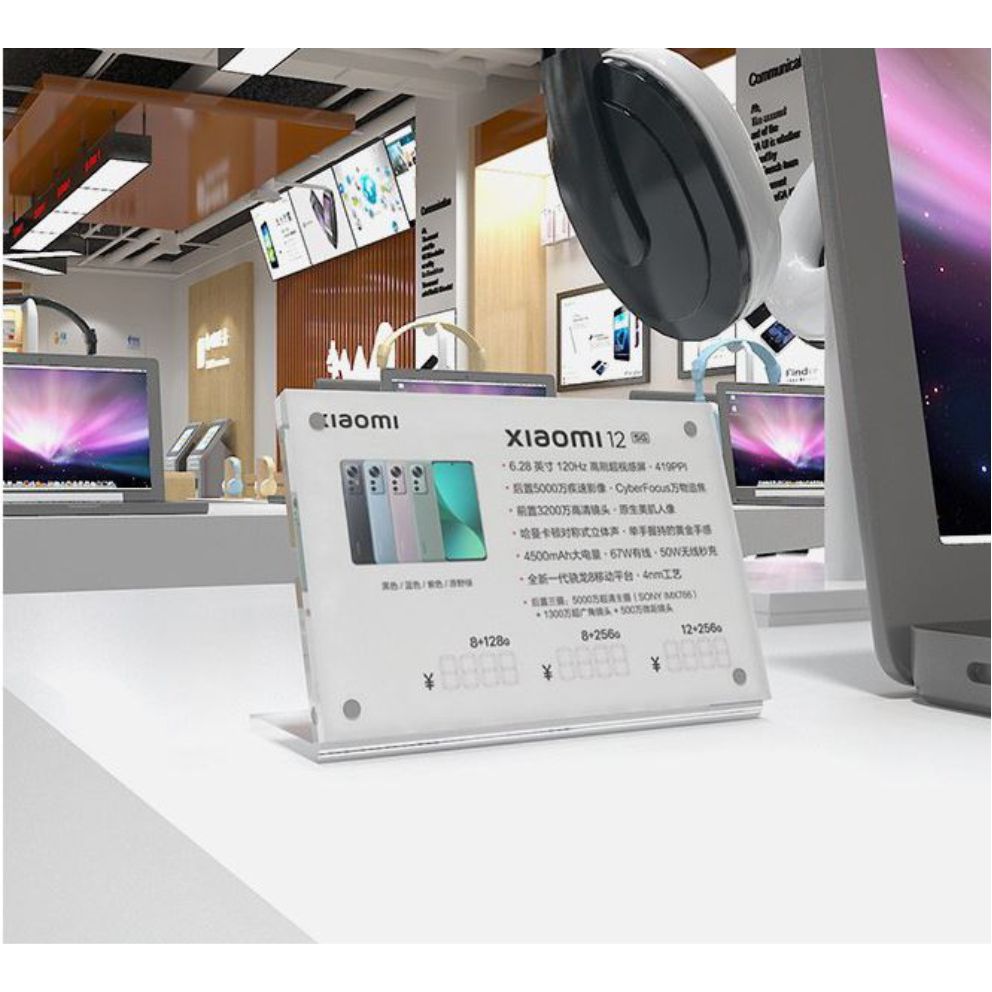Strong Magnetic L-shaped Acrylic Sign Holder / Clear Plastic Table Top Name Card Price Display Stand