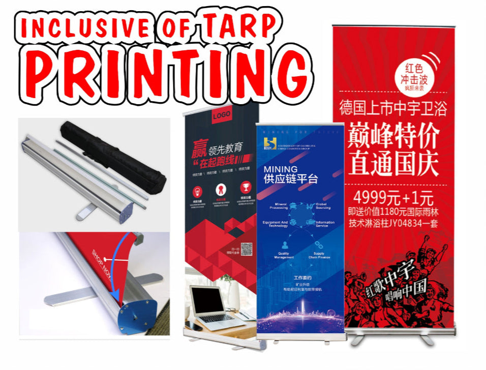 High Quality Aluminum Alloy Roll-up Banner Stand / with Tarpaulin Print Pull Up Display Standee Tarp