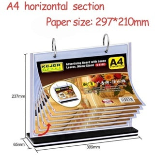 Page Turning Table Menu Stand Type B / Restaurant Cafe Bar Promo Display Holder Acrylic Menu Standee