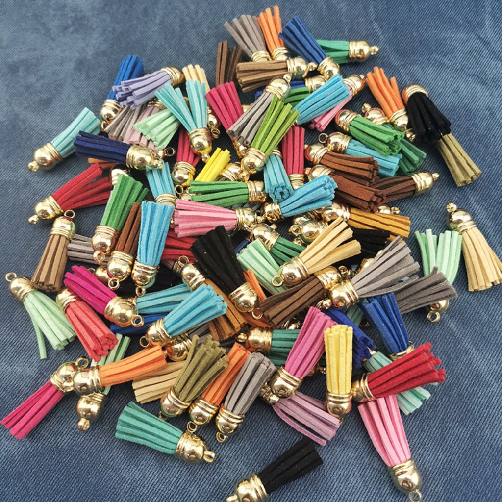 10PCS Leather Tassel Accessories for Key Chain / Jewelry Pendants Charm Key Ring Earrings Necklace
