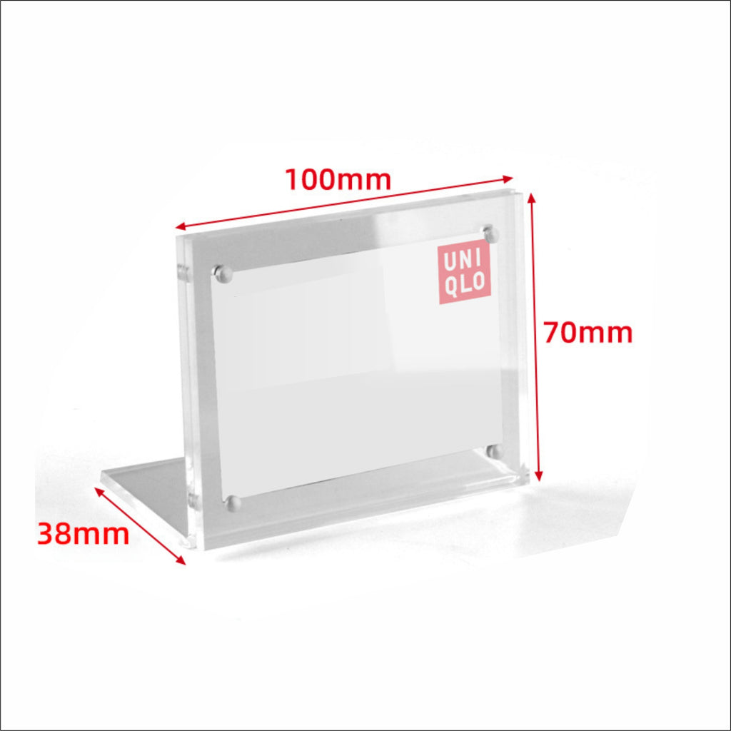 Strong Magnetic L-shaped Acrylic Sign Holder / Clear Plastic Table Top Name Card Price Display Stand