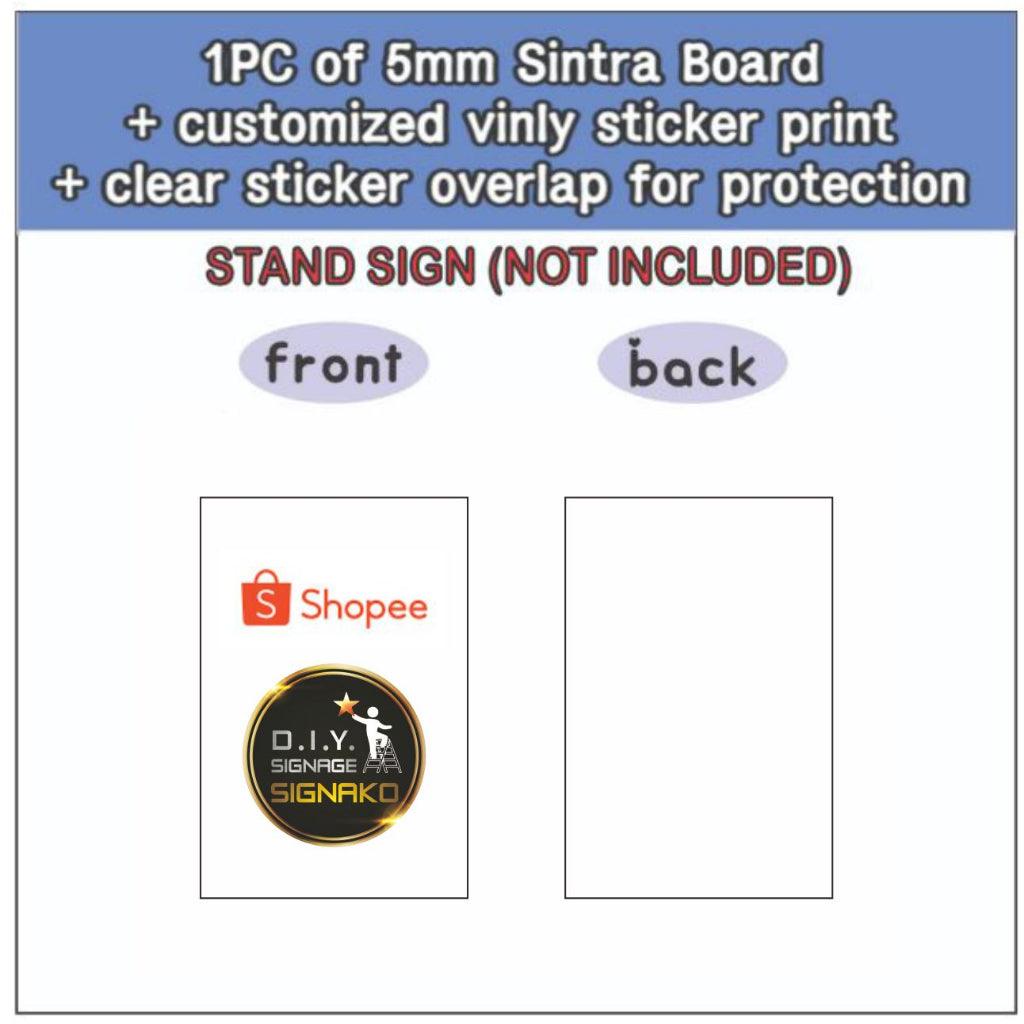 Double Sided Stand Signage / Floor Sign Sintra Board Menu Printing Standee Restaurant Cafe Shop Bar