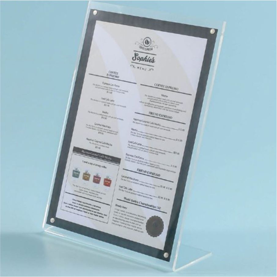 Strong Magnetic L-shaped Acrylic Sign Holder / Clear Plastic Table Top Name Card Price Display Stand