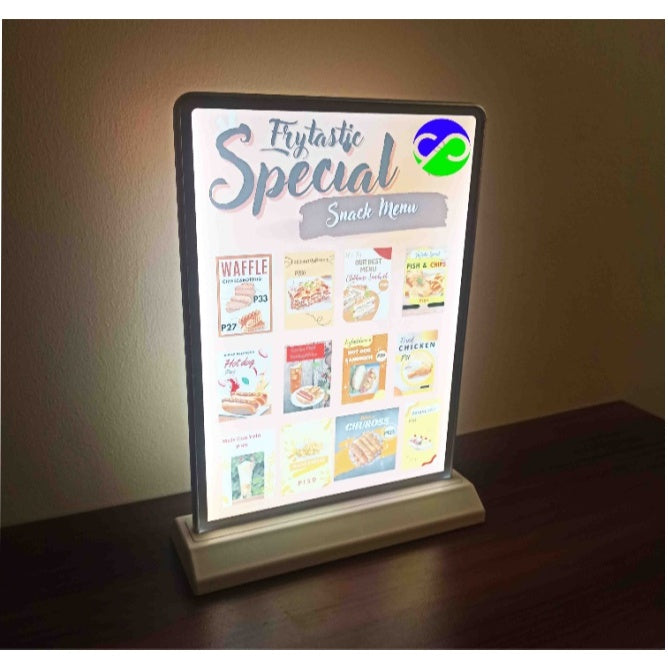 A4 Double Sided Rechargeable LED Display Table Stand / Menu Light Box Promotion Coffee Shop Cafe Bar