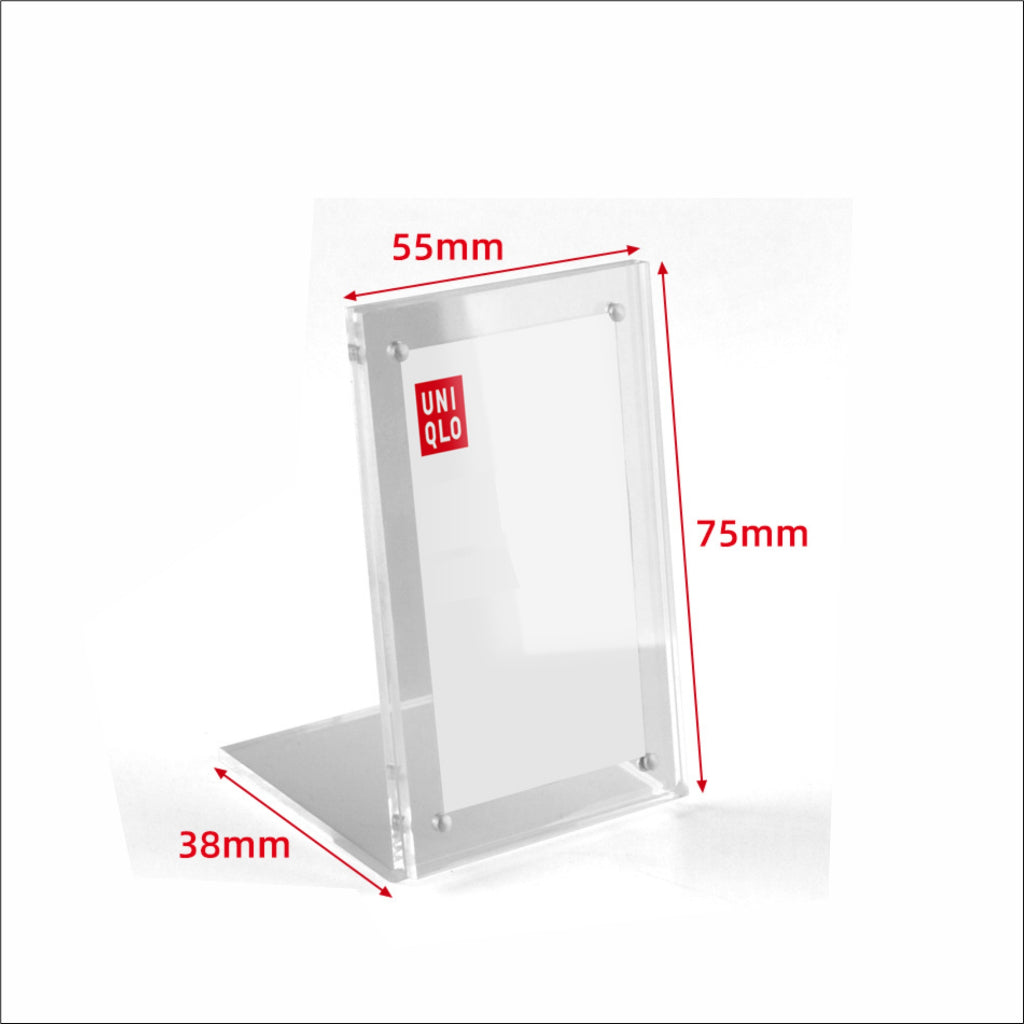Strong Magnetic L-shaped Acrylic Sign Holder / Clear Plastic Table Top Name Card Price Display Stand